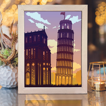 Pisa Tower – 3D Lightbox SVG File for Cricut & Silhouette