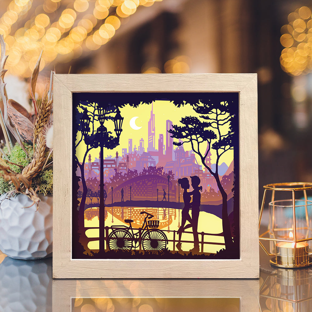 Love In The Park Square – 3D Lightbox SVG File for Cricut & Silhouette