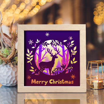 Merry Christmas Deer Square – 3D Lightbox SVG File for Cricut & Silhouette