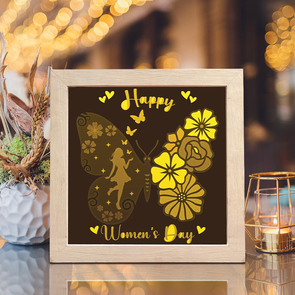 Happy Women's Day 4 – 3D Lightbox SVG File for Cricut & Silhouette