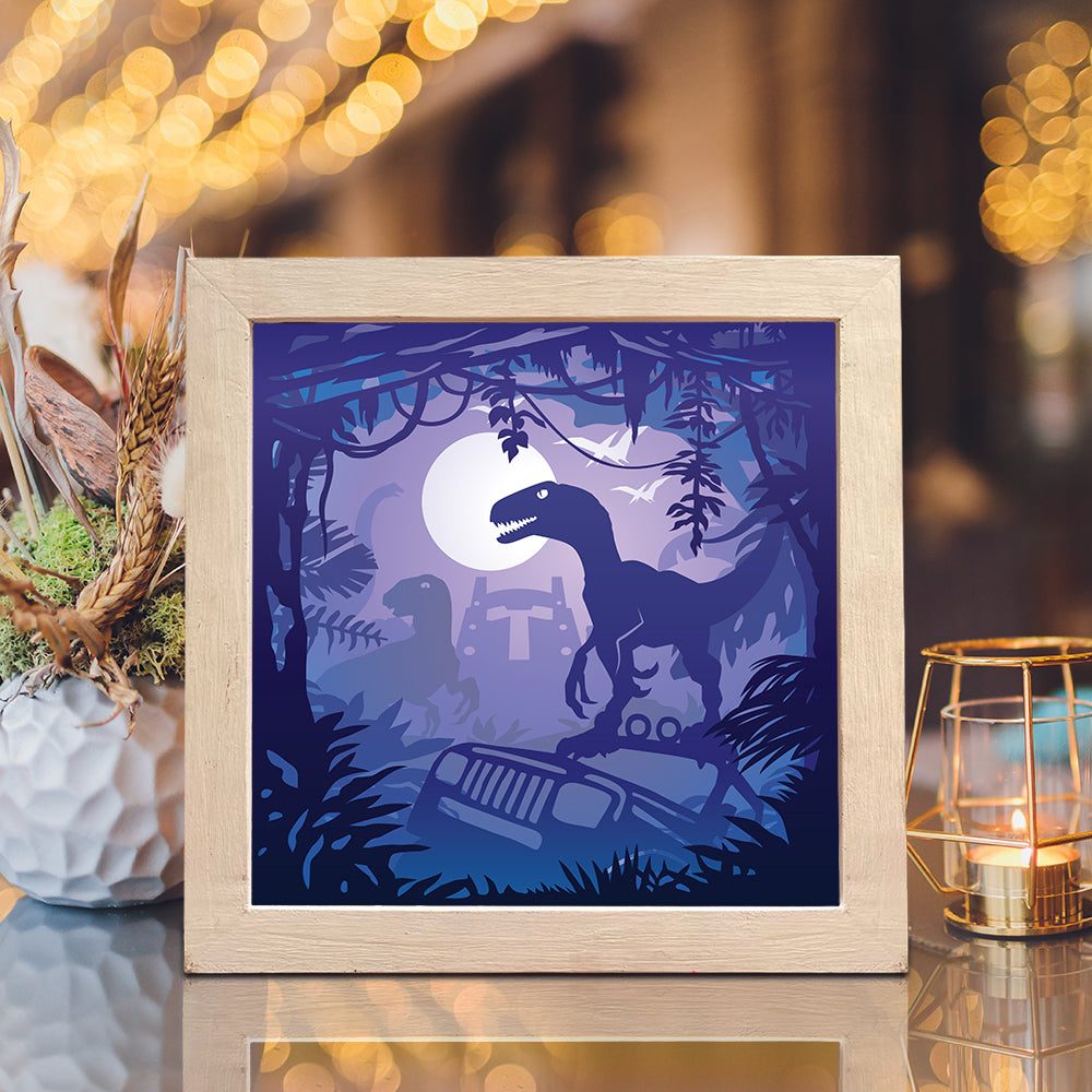 Jurassic Park 1 square – 3D Lightbox SVG File for Cricut & Silhouette