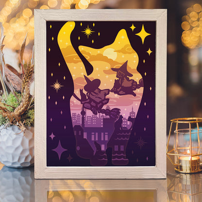 Cat And Witch – 3D Lightbox SVG File for Cricut & Silhouette