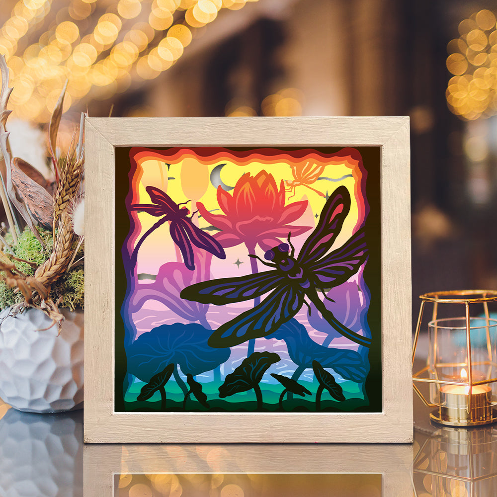 Dragonfly Square – 3D Lightbox SVG File for Cricut & Silhouette