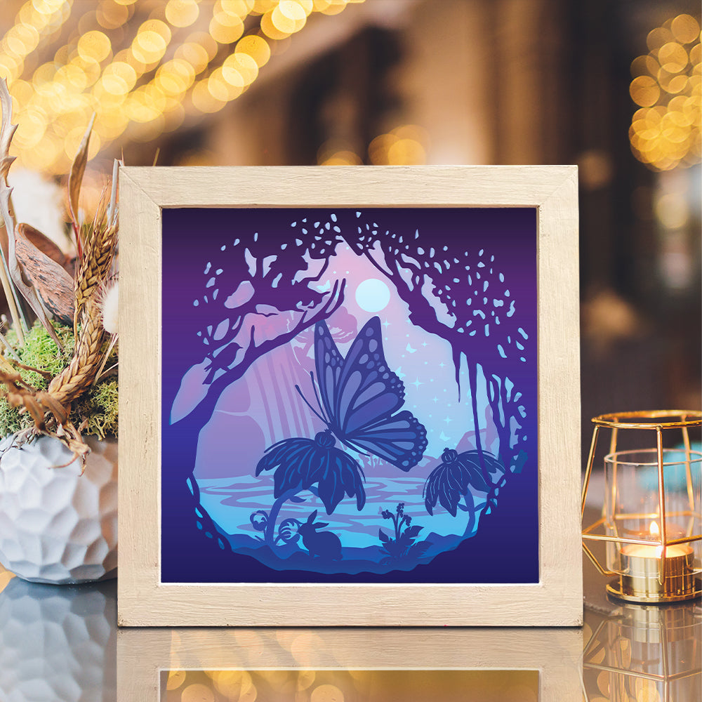 Butterfly 1 Square – 3D Lightbox SVG File for Cricut & Silhouette