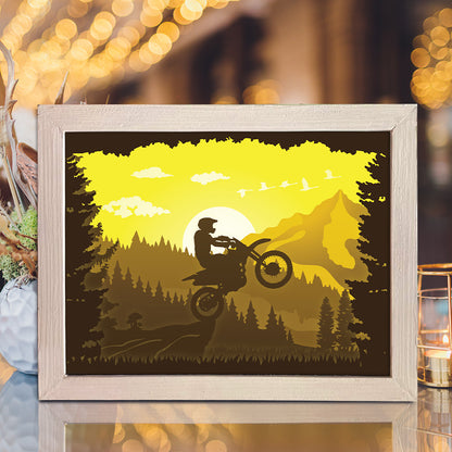 Motocycle In The Mountain – 3D Lightbox SVG File for Cricut & Silhouette