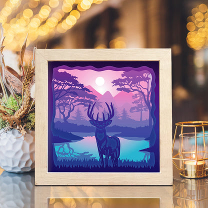 Deer 3 Square – 3D Lightbox SVG File for Cricut & Silhouette