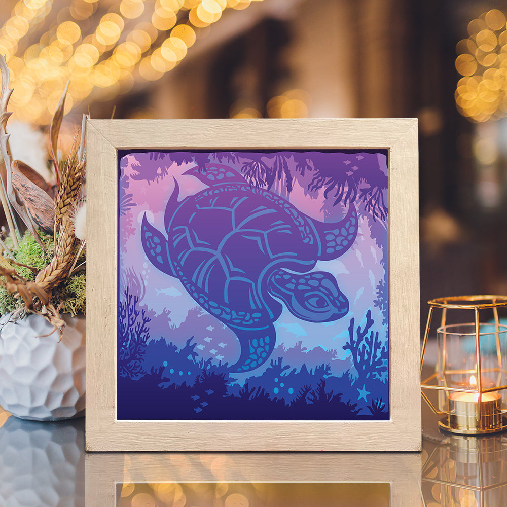 Sea Turtle Square – 3D Lightbox SVG File for Cricut & Silhouette
