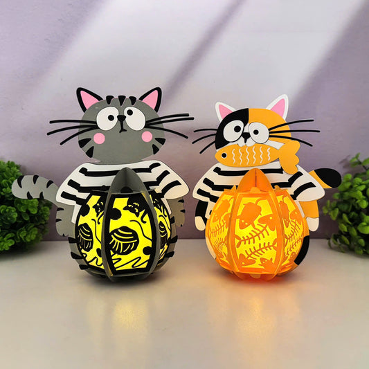 Pack 2 Cute Cat 2 - 3D Animal Paper Lantern File  - Cricut File  - VEKTOR KRAFT