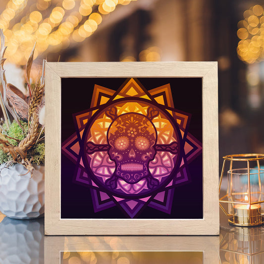 Skull Mandala - 3D Halloween Papercut Lightbox File - Cricut File - VEKTOR KRAFT