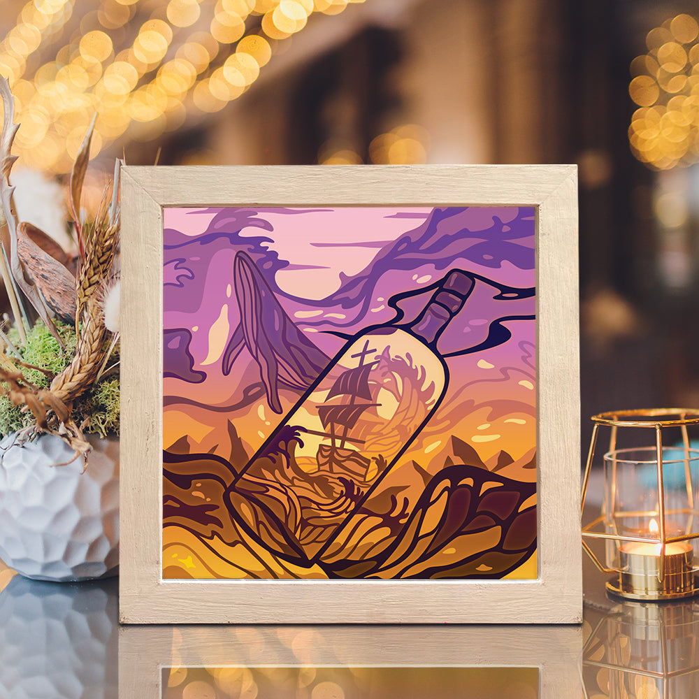 Sailing Ship In Bottle – 3D Lightbox SVG File for Cricut & Silhouette