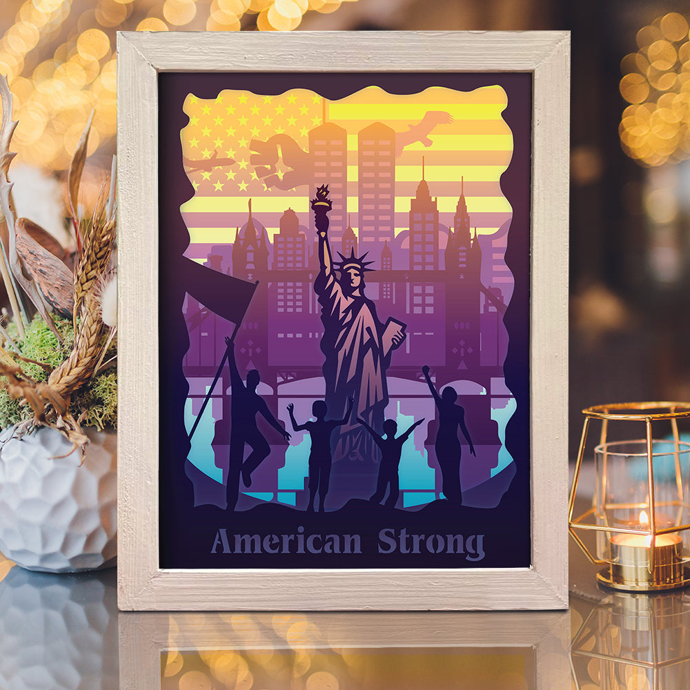 American Strong – 3D Lightbox SVG File for Cricut & Silhouette