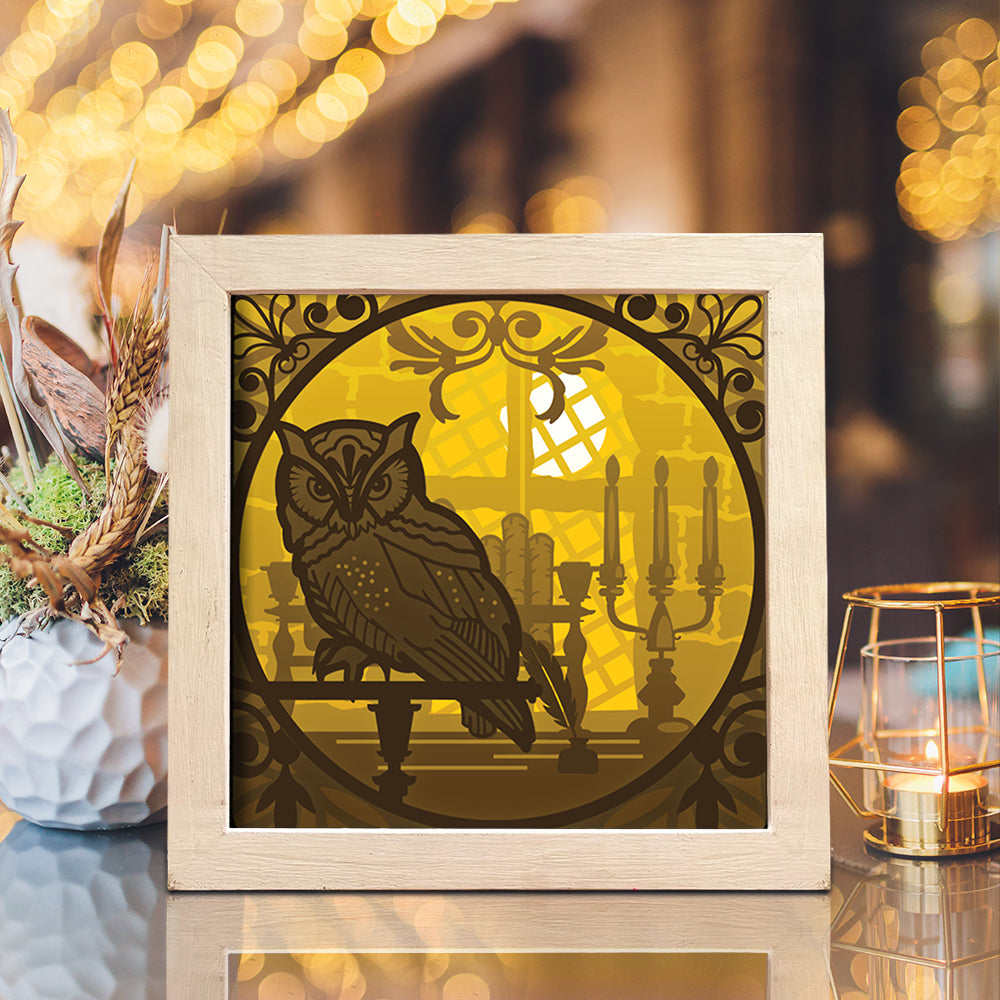 Owl 1 square – 3D Lightbox SVG File for Cricut & Silhouette