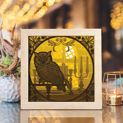 Owl 1 square – 3D Lightbox SVG File for Cricut & Silhouette