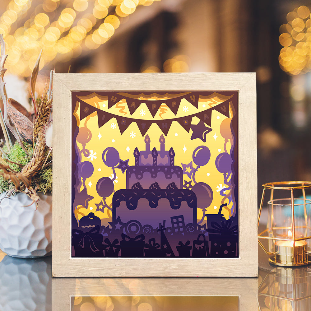 Happy Birthday 2 - 3D Birthday Papercut Lightbox File - Cricut File - VEKTOR KRAFT