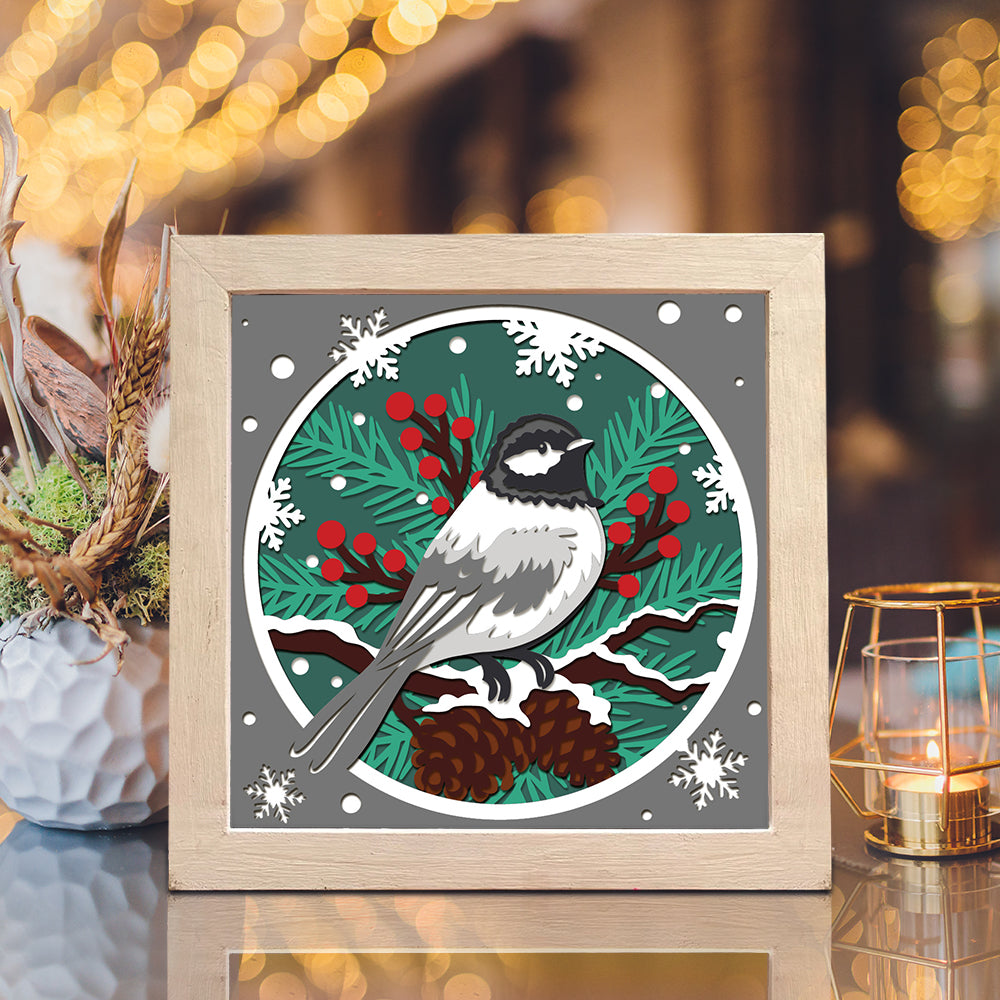 Chickadee Christmas – 3D Shadow Box SVG File for Cricut & Silhouette