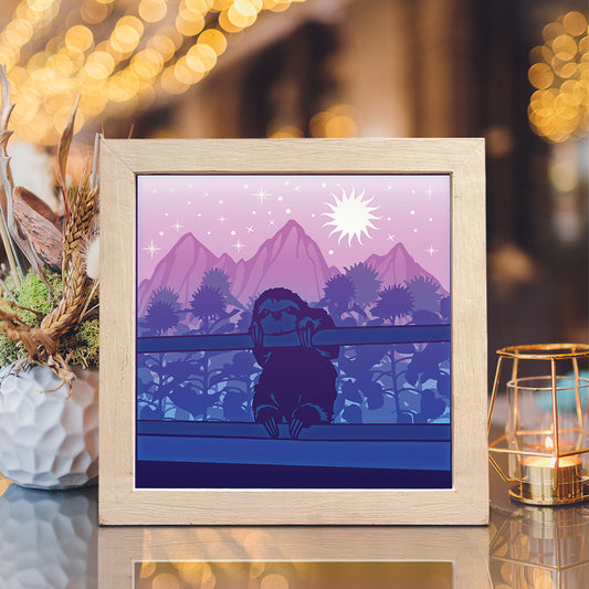 Sloth And Sunfower – 3D Lightbox SVG File for Cricut & Silhouette