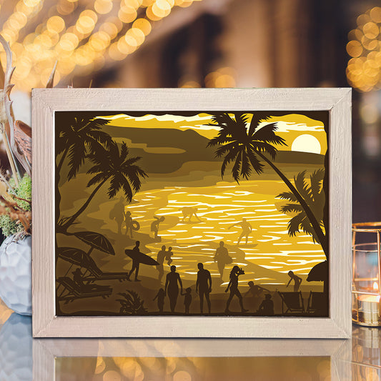 Seaside 2 - 3D Landscape Papercut Lightbox File - Cricut File - VEKTOR KRAFT