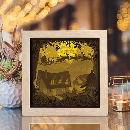 Merry Christmas 6 Square – 3D Lightbox SVG File for Cricut & Silhouette
