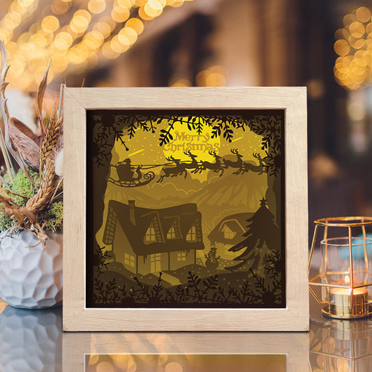 Merry Christmas 6 Square – 3D Lightbox SVG File for Cricut & Silhouette