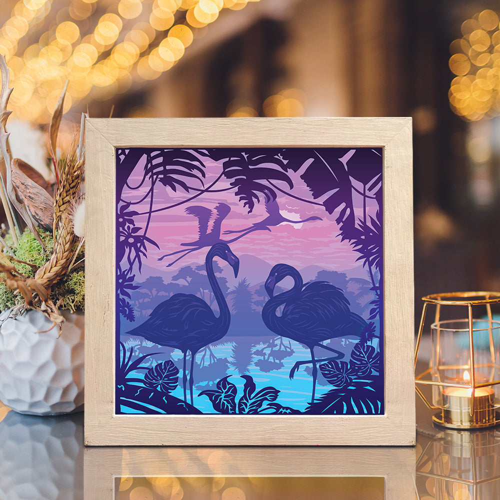 Flamingo 1 Square – 3D Lightbox SVG File for Cricut & Silhouette
