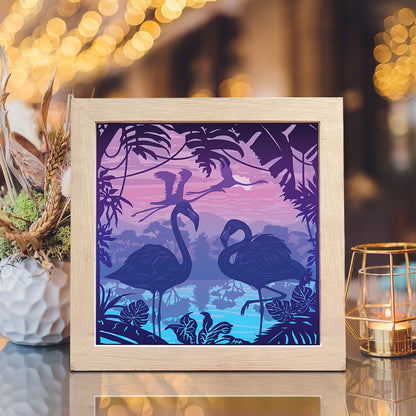 Flamingo 1 Square – 3D Lightbox SVG File for Cricut & Silhouette