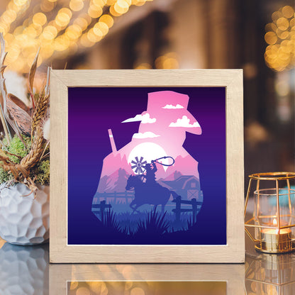 Cowboy 1 Square – 3D Lightbox SVG File for Cricut & Silhouette