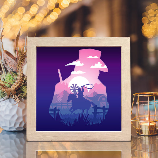 Cowboy 1 Square – 3D Lightbox SVG File for Cricut & Silhouette