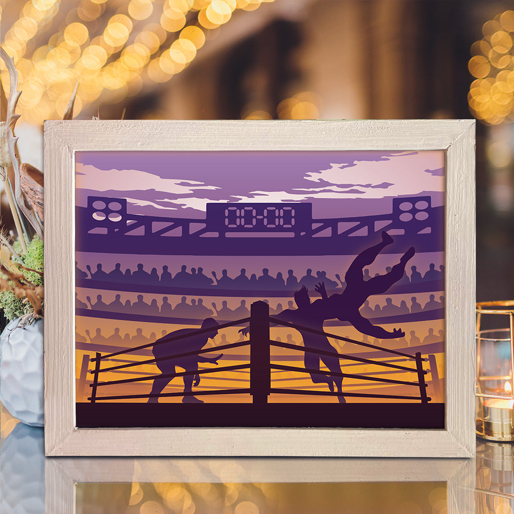 Wrestling – 3D Lightbox SVG File for Cricut & Silhouette