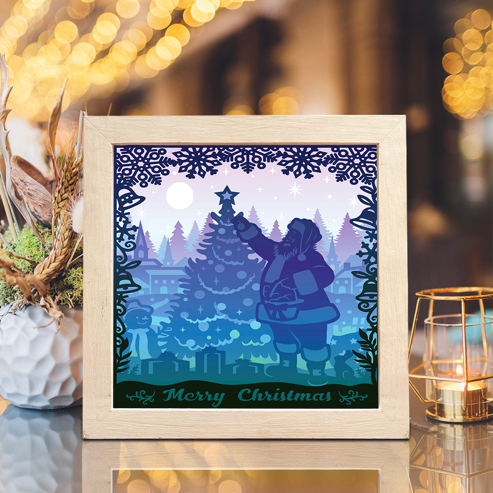 Santa Claus 3 Square – 3D Lightbox SVG File for Cricut & Silhouette