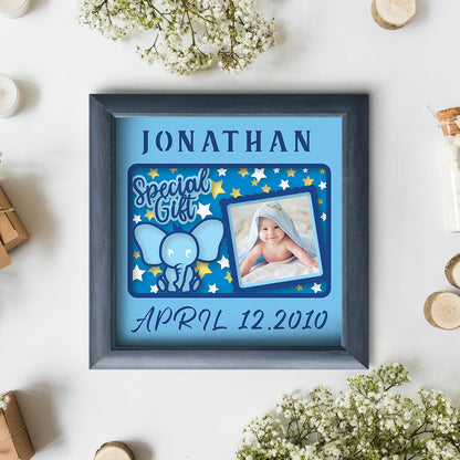 Customizable Baby Starts Boy – 3D Lightbox SVG File for Cricut & Silhouette