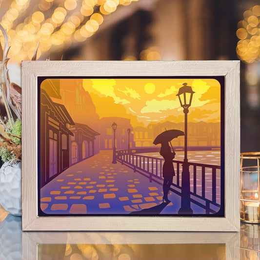 Old Street Lantern 2 - 3D Landscape Papercut Lightbox File - Cricut File - VEKTOR KRAFT