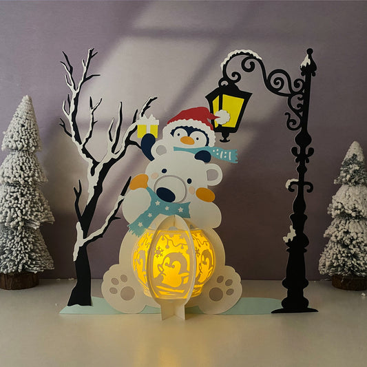 Polar Bear - 3D Christmas Lantern File - Cricut File  - VEKTOR KRAFT
