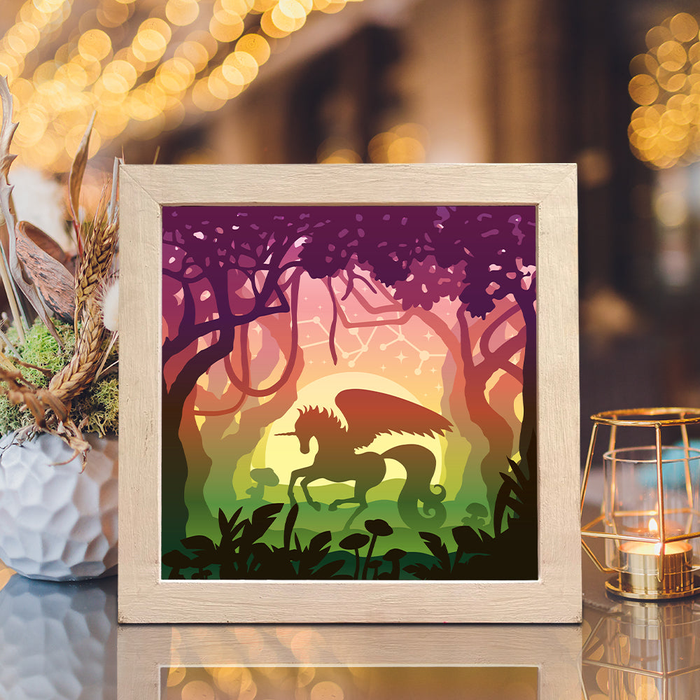 Unicorn In The Forest – 3D Lightbox SVG File for Cricut & Silhouette