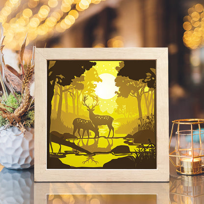 Deer 4 Square – 3D Lightbox SVG File for Cricut & Silhouette