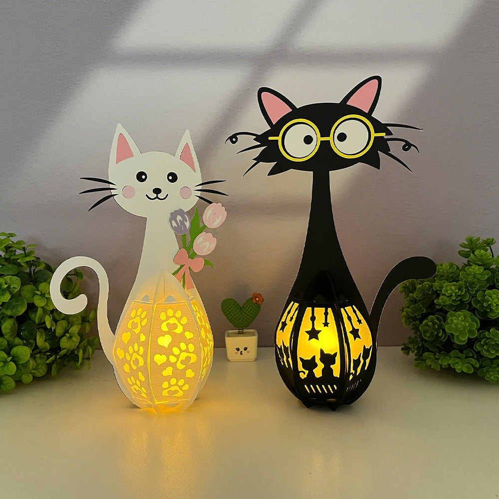 Pack 2 Cute Cat 1 - 3D Animal Paper Lantern File  - Cricut File  - VEKTOR KRAFT