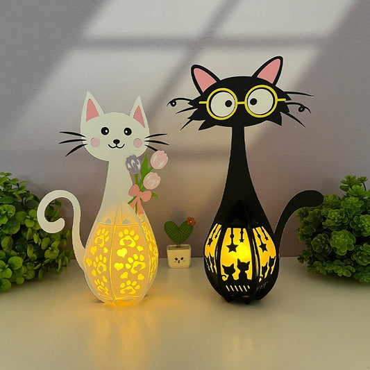 Pack 2 Cute Cat 1 - 3D Animal Paper Lantern File  - Cricut File  - VEKTOR KRAFT
