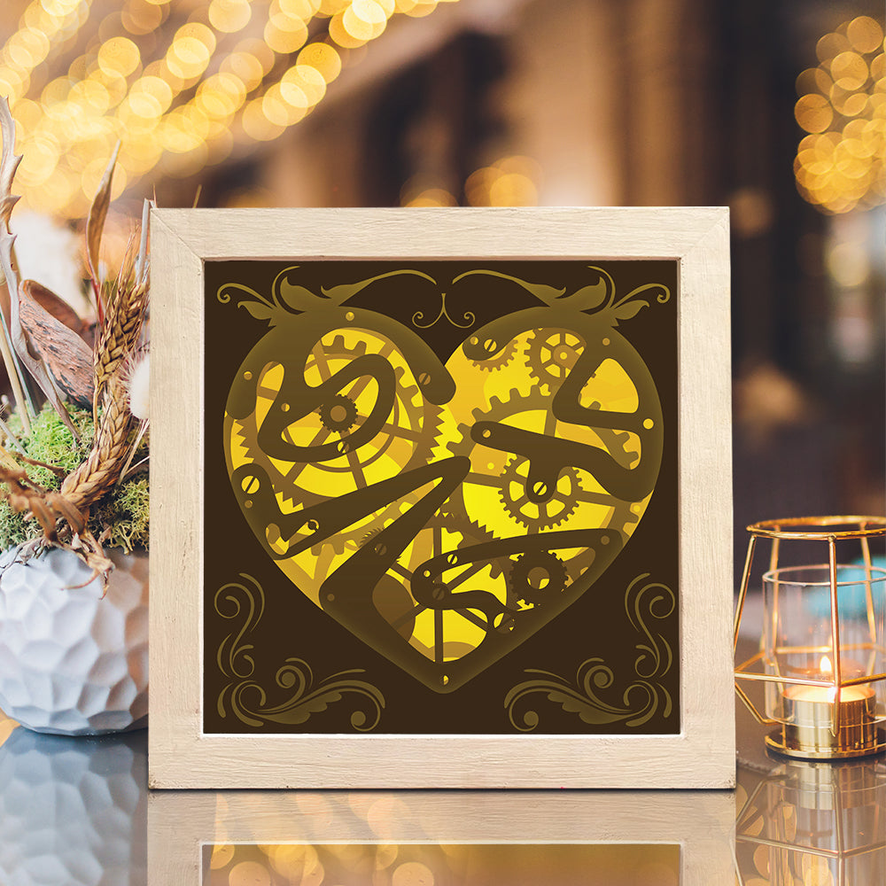Heart Gear 3 – 3D Lightbox SVG File for Cricut & Silhouette