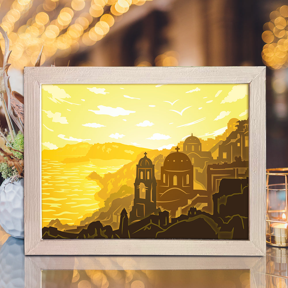 Greece Landscape – 3D Lightbox SVG File for Cricut & Silhouette