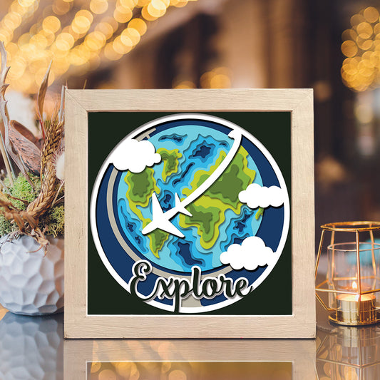Explore Travel – 3D Shadow Box SVG File for Cricut & Silhouette