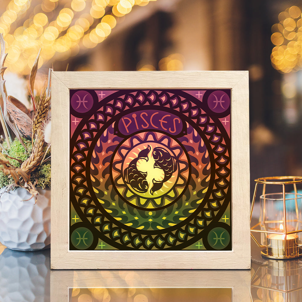 Pisces – 3D Lightbox SVG File for Cricut & Silhouette