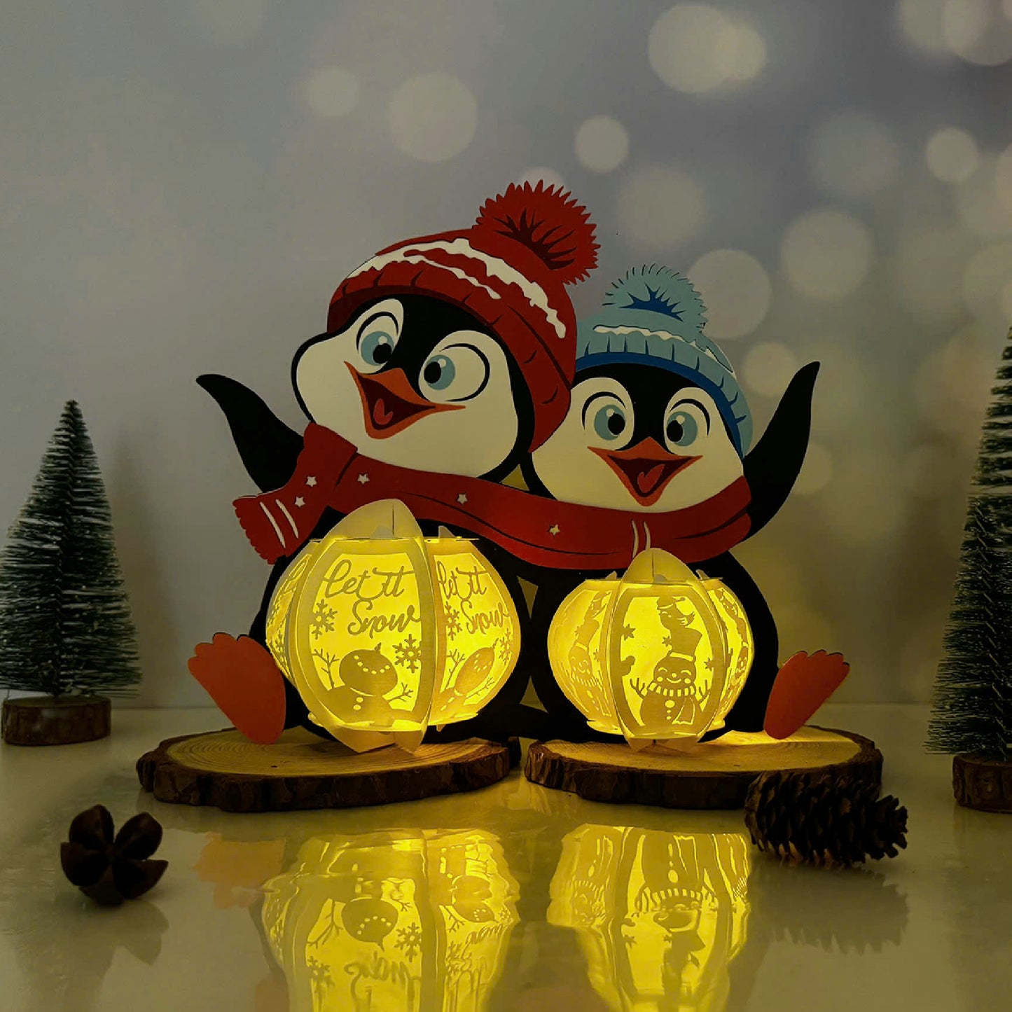 Penguin 1 - 3D Christmas Lantern File - Cricut File  - VEKTOR KRAFT