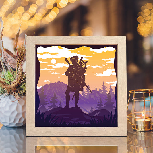 Bagpiper Player – 3D Lightbox SVG File for Cricut & Silhouette