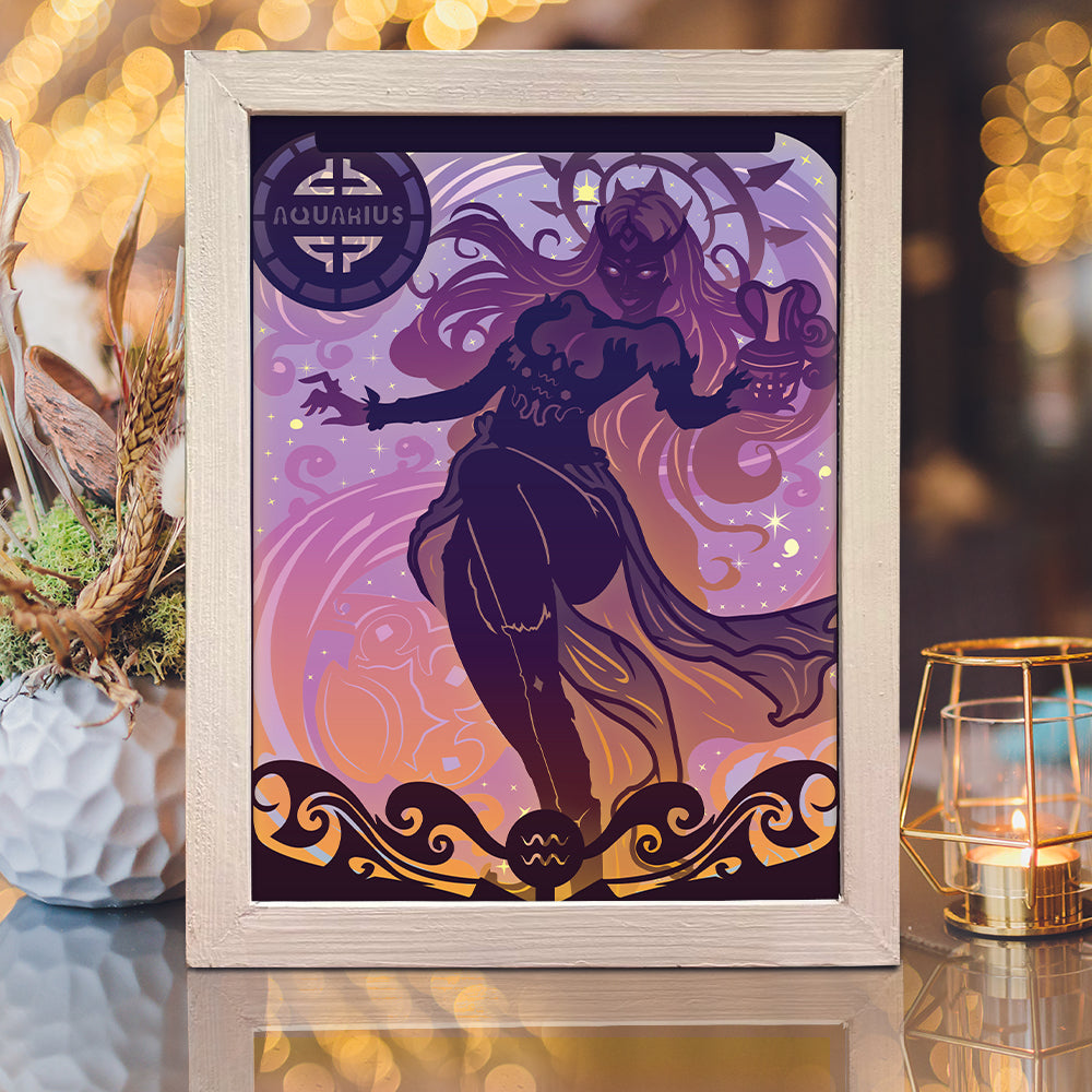 Zodiac Aquarius – 3D Lightbox SVG File for Cricut & Silhouette