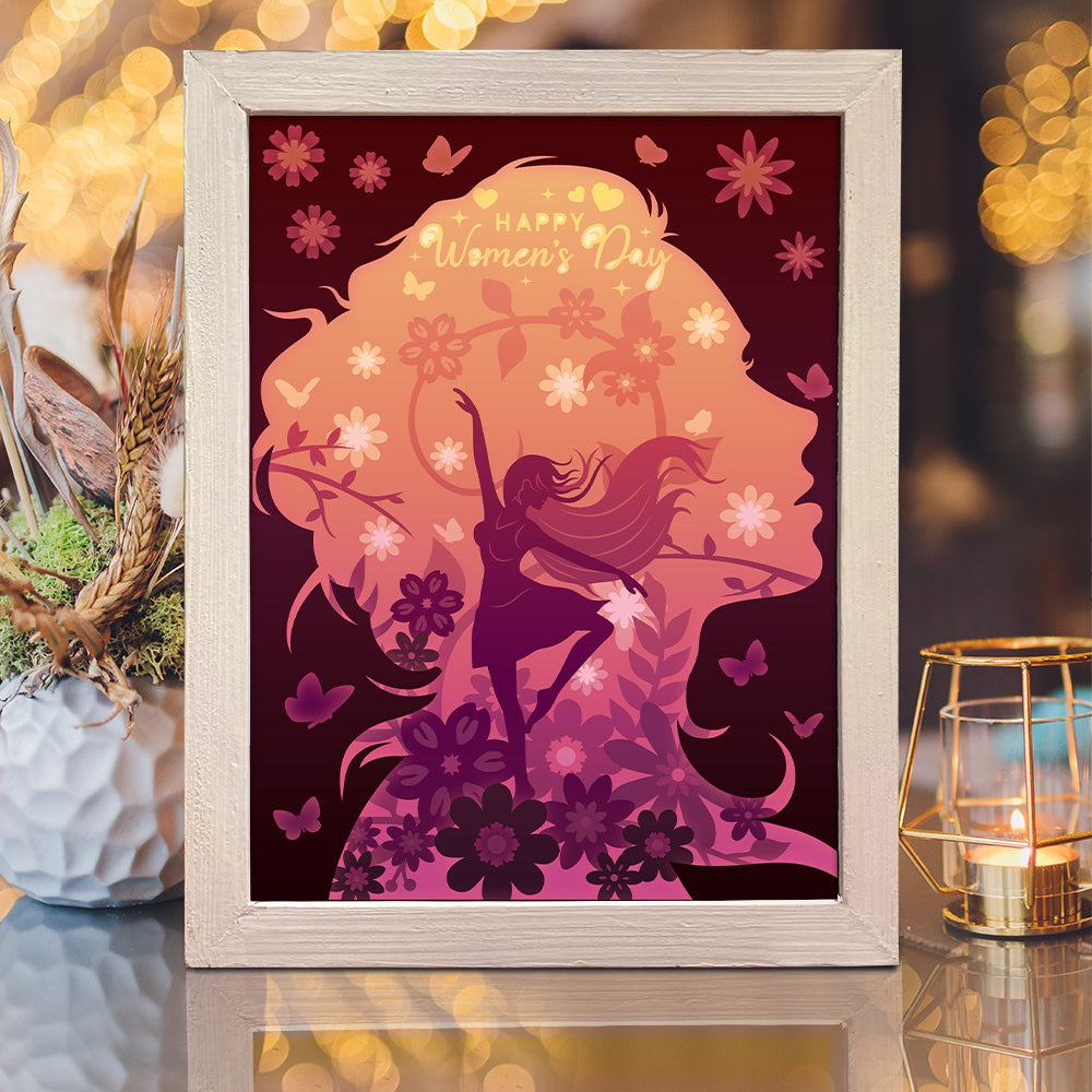 Happy Women's Day 2 – 3D Lightbox SVG File for Cricut & Silhouette
