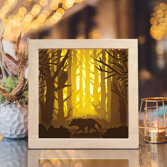 Owl And Wolf - 3D Animal Papercut Lightbox File - Cricut File - VEKTOR KRAFT
