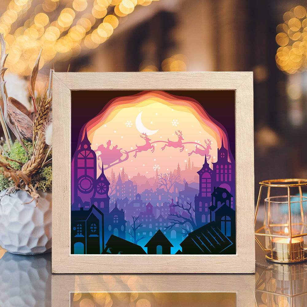 Christmas Town – 3D Lightbox SVG File for Cricut & Silhouette