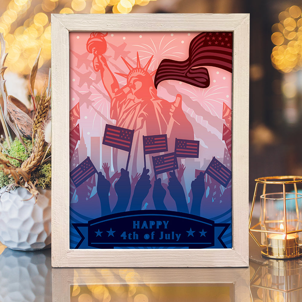 Happy 4th Of July 1 - 3D Special Occasions Papercut Lightbox File - Cricut File - VEKTOR KRAFT