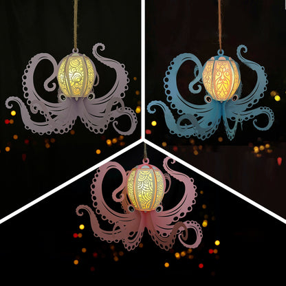 Pack 3 Octopus - 3D Animal Paper Cut Lantern File  - Cricut File  - VEKTOR KRAFT