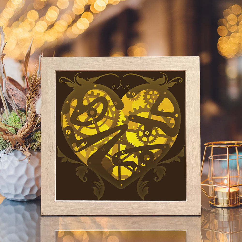 Heart Gear 2 – 3D Lightbox SVG File for Cricut & Silhouette