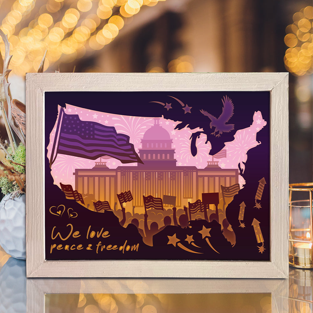 Happy 4th Of July 3 - 3D Special Occasions Papercut Lightbox File - Cricut File - VEKTOR KRAFT